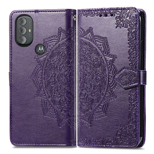 Leather Case Stands Fashionable Pattern Flip Cover Holder for Motorola Moto G Play Gen 2 Purple