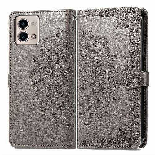 Leather Case Stands Fashionable Pattern Flip Cover Holder for Motorola Moto G Stylus (2023) 4G Gray