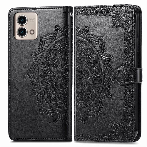 Leather Case Stands Fashionable Pattern Flip Cover Holder for Motorola Moto G Stylus (2023) 5G Black