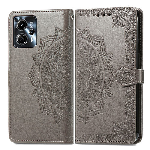 Leather Case Stands Fashionable Pattern Flip Cover Holder for Motorola Moto G13 Gray