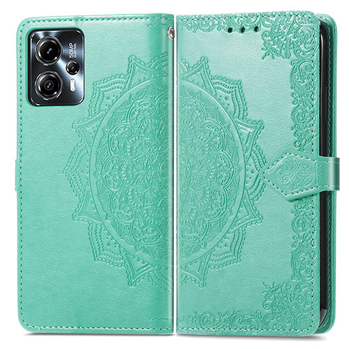 Leather Case Stands Fashionable Pattern Flip Cover Holder for Motorola Moto G13 Green