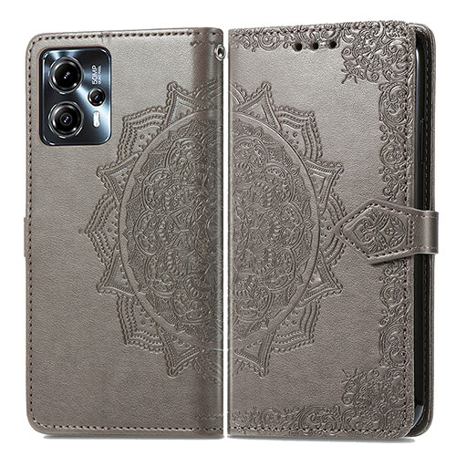 Leather Case Stands Fashionable Pattern Flip Cover Holder for Motorola Moto G23 Gray