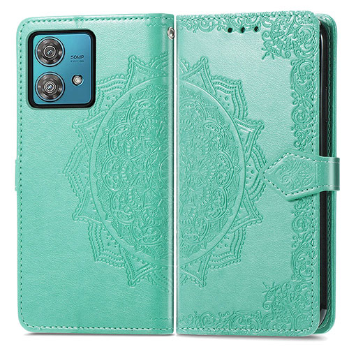 Leather Case Stands Fashionable Pattern Flip Cover Holder for Motorola Moto G84 5G Green