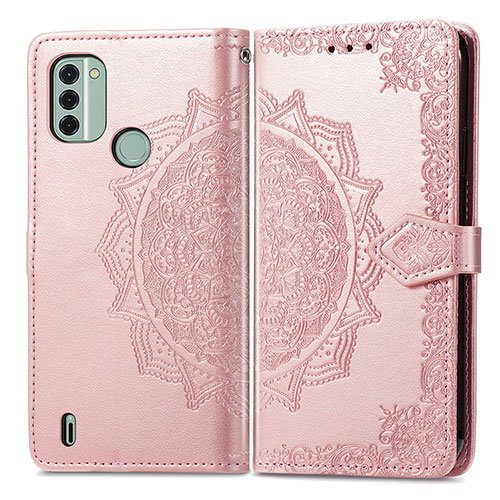 Leather Case Stands Fashionable Pattern Flip Cover Holder for Nokia C31 Rose Gold