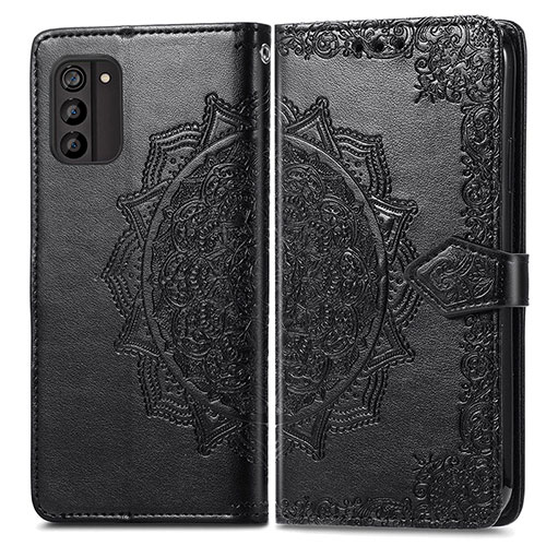 Leather Case Stands Fashionable Pattern Flip Cover Holder for Nokia G100 Black