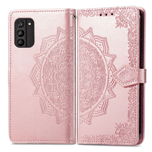 Leather Case Stands Fashionable Pattern Flip Cover Holder for Nokia G100 Rose Gold