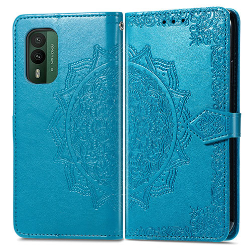 Leather Case Stands Fashionable Pattern Flip Cover Holder for Nokia XR21 Blue