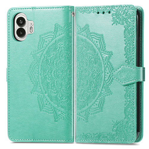 Leather Case Stands Fashionable Pattern Flip Cover Holder for Nothing Phone 2 Green