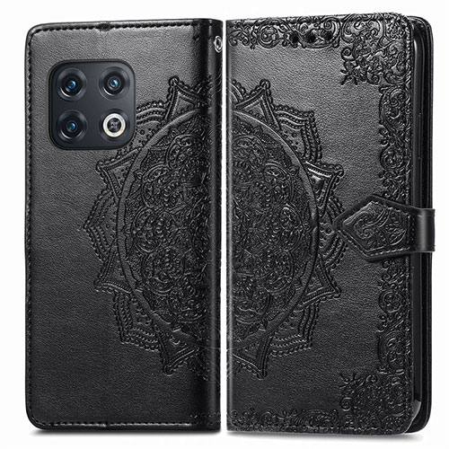 Leather Case Stands Fashionable Pattern Flip Cover Holder for OnePlus 10 Pro 5G Black