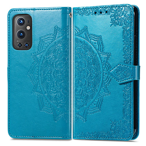 Leather Case Stands Fashionable Pattern Flip Cover Holder for OnePlus 9 Pro 5G Blue