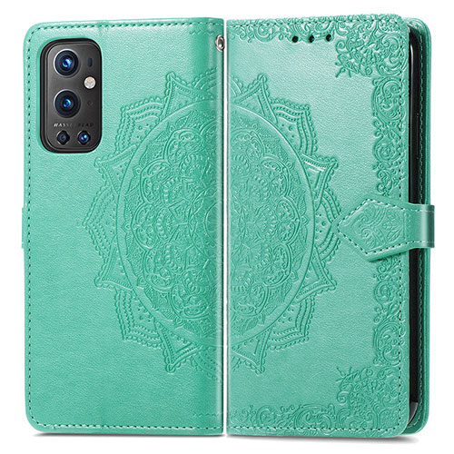 Leather Case Stands Fashionable Pattern Flip Cover Holder for OnePlus 9 Pro 5G Green