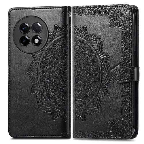 Leather Case Stands Fashionable Pattern Flip Cover Holder for OnePlus Ace 2 5G Black