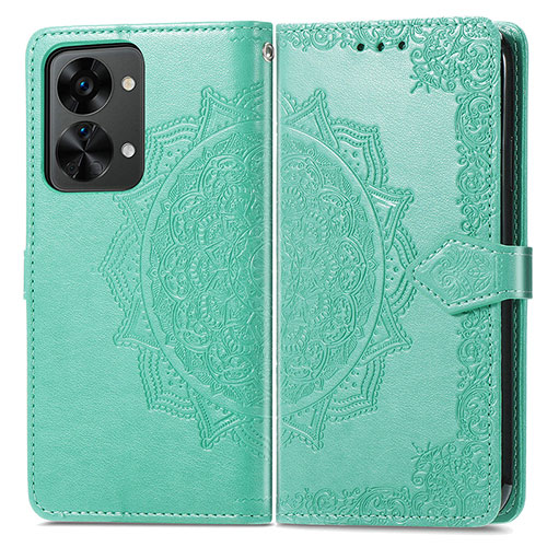 Leather Case Stands Fashionable Pattern Flip Cover Holder for OnePlus Nord 2T 5G Green