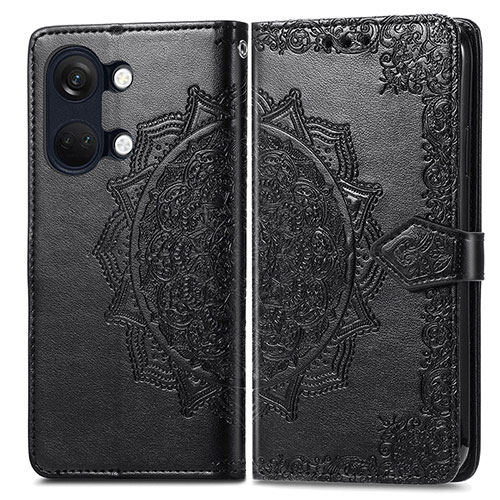 Leather Case Stands Fashionable Pattern Flip Cover Holder for OnePlus Nord 3 5G Black