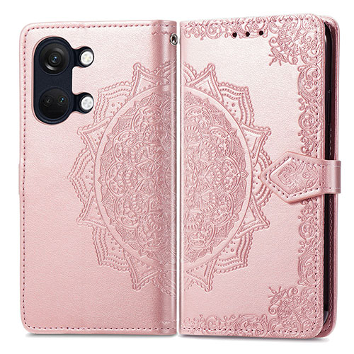 Leather Case Stands Fashionable Pattern Flip Cover Holder for OnePlus Nord 3 5G Rose Gold