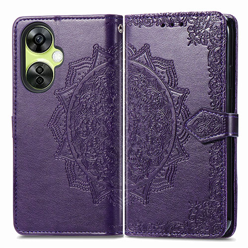 Leather Case Stands Fashionable Pattern Flip Cover Holder for OnePlus Nord CE 3 Lite 5G Purple