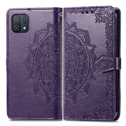 Leather Case Stands Fashionable Pattern Flip Cover Holder for Oppo A16e Purple