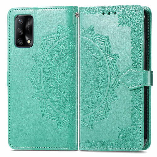 Leather Case Stands Fashionable Pattern Flip Cover Holder for Oppo A74 4G Green