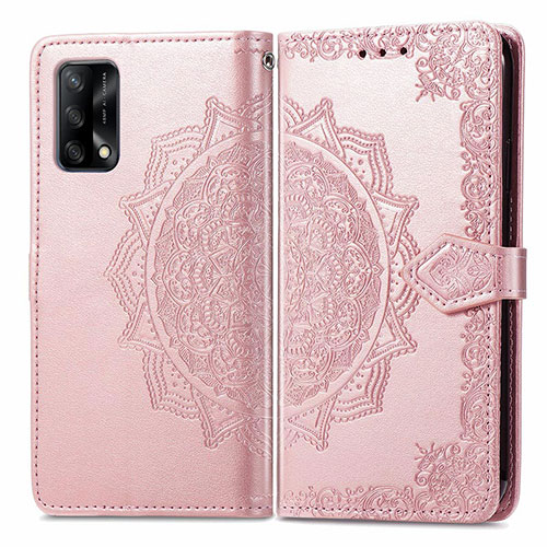 Leather Case Stands Fashionable Pattern Flip Cover Holder for Oppo A74 4G Rose Gold