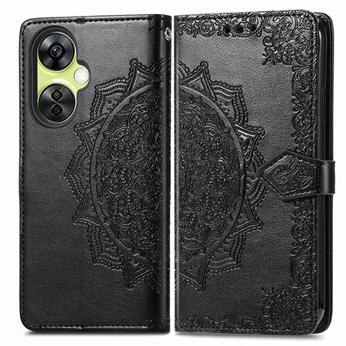 Leather Case Stands Fashionable Pattern Flip Cover Holder for Oppo K11x 5G Black