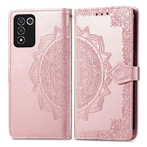 Leather Case Stands Fashionable Pattern Flip Cover Holder for Oppo K9S 5G Rose Gold