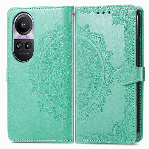 Leather Case Stands Fashionable Pattern Flip Cover Holder for Oppo Reno10 5G Green