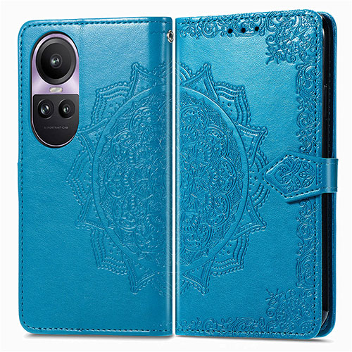 Leather Case Stands Fashionable Pattern Flip Cover Holder for Oppo Reno10 Pro 5G Blue