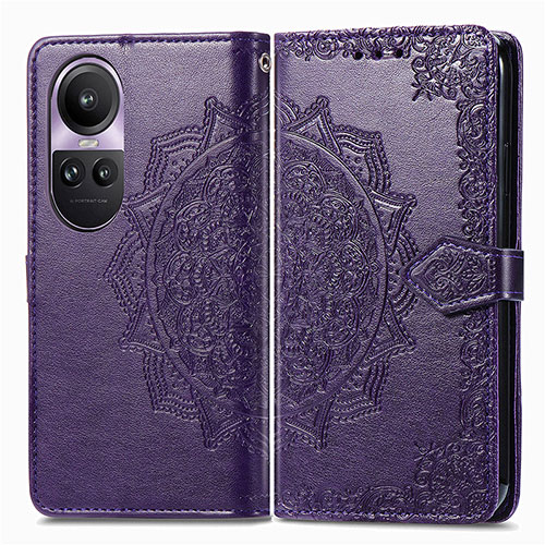 Leather Case Stands Fashionable Pattern Flip Cover Holder for Oppo Reno10 Pro 5G Purple