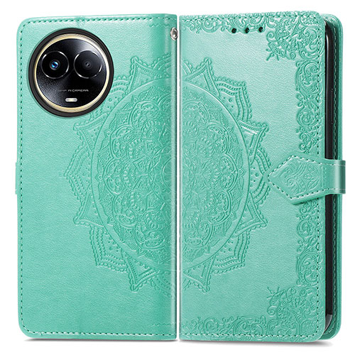 Leather Case Stands Fashionable Pattern Flip Cover Holder for Realme 11 5G Green