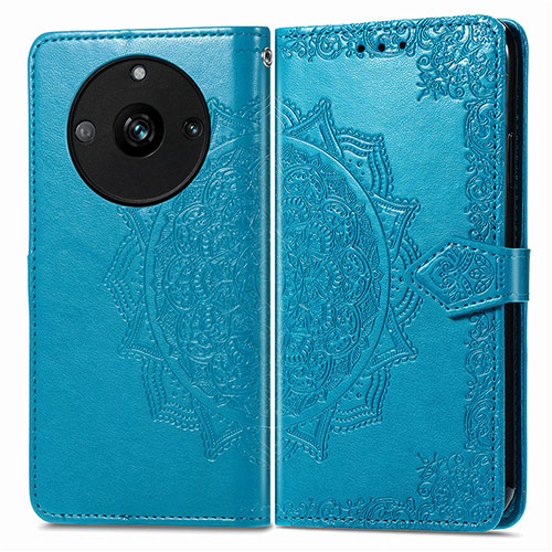 Leather Case Stands Fashionable Pattern Flip Cover Holder for Realme 11 Pro 5G Blue