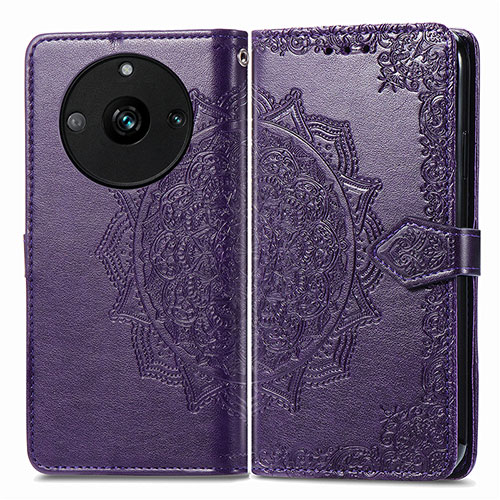 Leather Case Stands Fashionable Pattern Flip Cover Holder for Realme 11 Pro 5G Purple