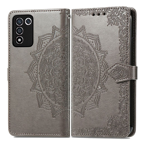 Leather Case Stands Fashionable Pattern Flip Cover Holder for Realme 9 SE 5G Gray