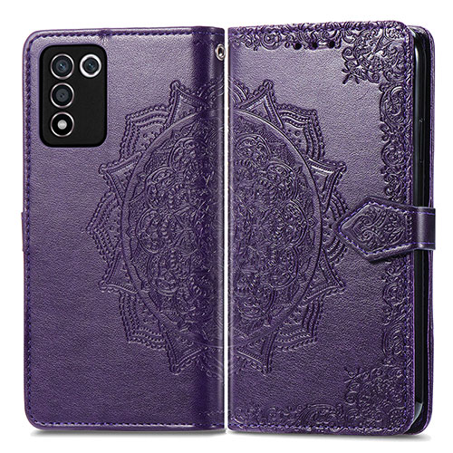 Leather Case Stands Fashionable Pattern Flip Cover Holder for Realme 9 SE 5G Purple