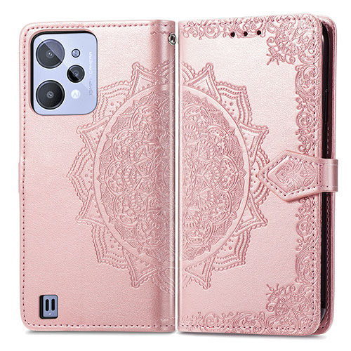 Leather Case Stands Fashionable Pattern Flip Cover Holder for Realme C31 Rose Gold