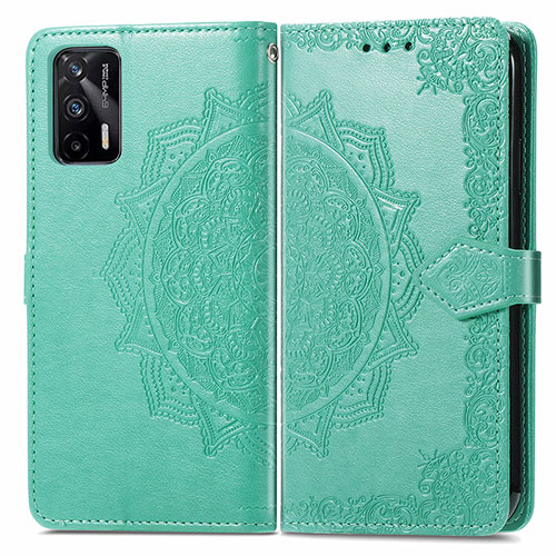 Leather Case Stands Fashionable Pattern Flip Cover Holder for Realme GT 5G Green