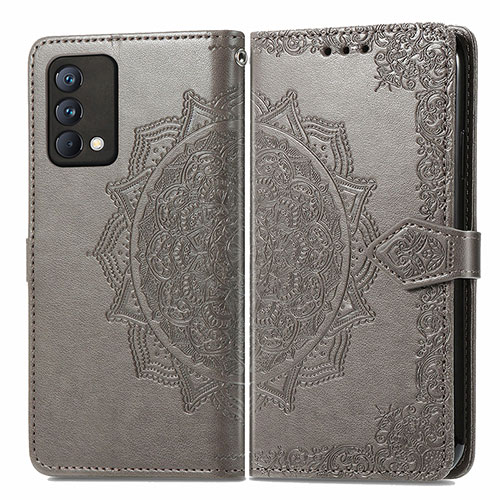 Leather Case Stands Fashionable Pattern Flip Cover Holder for Realme GT Master 5G Gray