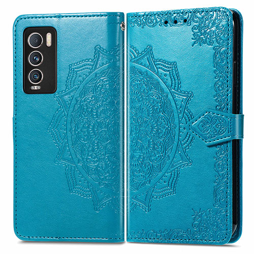 Leather Case Stands Fashionable Pattern Flip Cover Holder for Realme GT Master Explorer 5G Blue