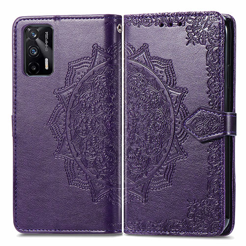 Leather Case Stands Fashionable Pattern Flip Cover Holder for Realme GT Neo 5G Purple