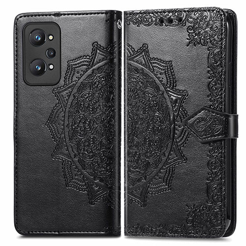 Leather Case Stands Fashionable Pattern Flip Cover Holder for Realme GT Neo2 5G Black