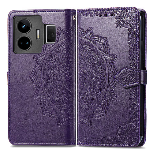 Leather Case Stands Fashionable Pattern Flip Cover Holder for Realme GT Neo5 240W 5G Purple