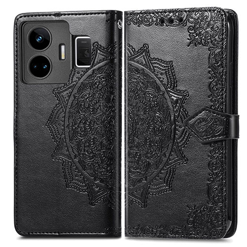 Leather Case Stands Fashionable Pattern Flip Cover Holder for Realme GT Neo5 5G Black