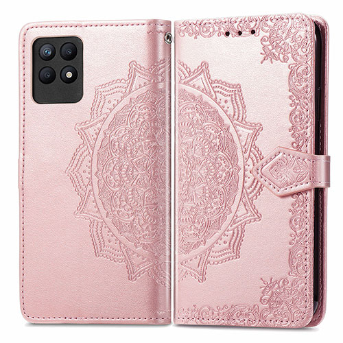 Leather Case Stands Fashionable Pattern Flip Cover Holder for Realme Narzo 50 4G Rose Gold