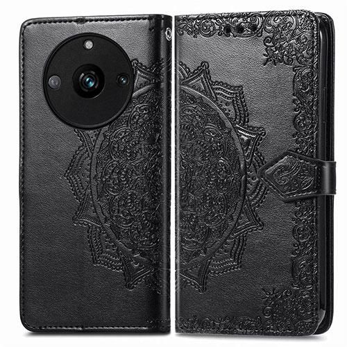 Leather Case Stands Fashionable Pattern Flip Cover Holder for Realme Narzo 60 Pro 5G Black