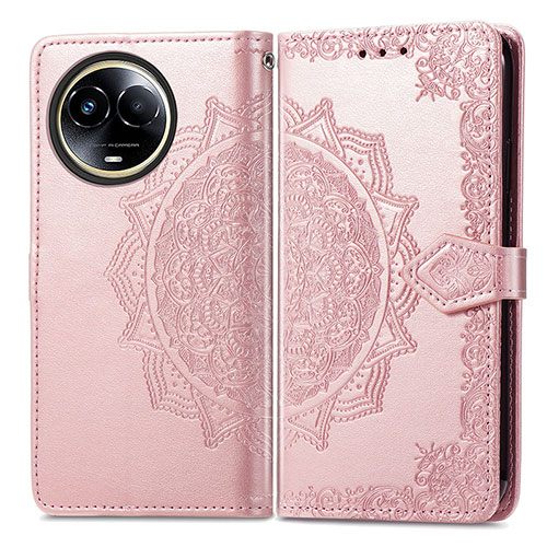 Leather Case Stands Fashionable Pattern Flip Cover Holder for Realme V50 5G Rose Gold