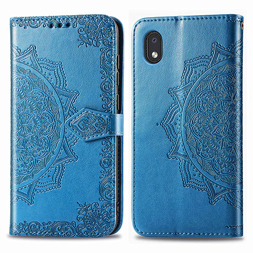 Leather Case Stands Fashionable Pattern Flip Cover Holder for Samsung Galaxy A01 Core Blue