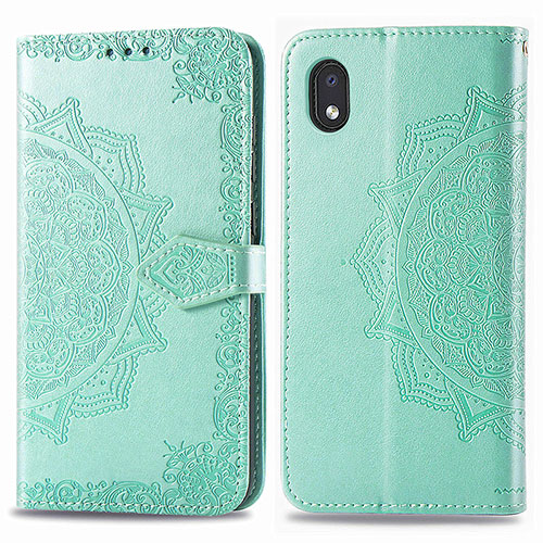 Leather Case Stands Fashionable Pattern Flip Cover Holder for Samsung Galaxy A01 Core Green