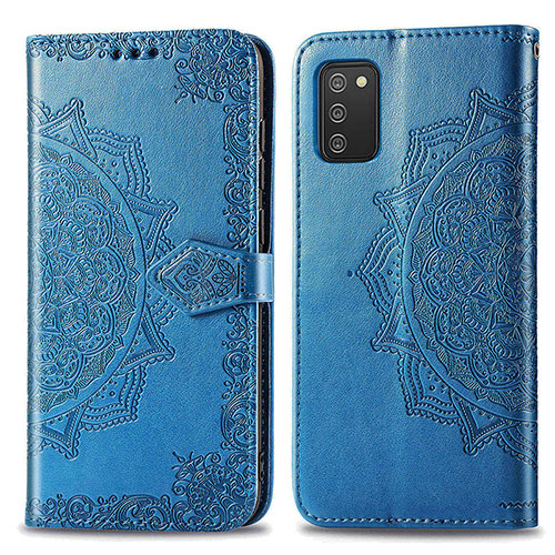 Leather Case Stands Fashionable Pattern Flip Cover Holder for Samsung Galaxy A02s Blue