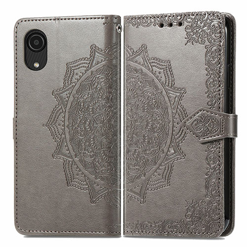 Leather Case Stands Fashionable Pattern Flip Cover Holder for Samsung Galaxy A03 Core Gray