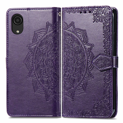 Leather Case Stands Fashionable Pattern Flip Cover Holder for Samsung Galaxy A03 Core Purple