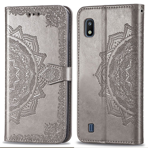 Leather Case Stands Fashionable Pattern Flip Cover Holder for Samsung Galaxy A10 Gray